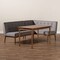 Baxton Studio Arvid Mid-Century Gray Upholstered 3-Piece Wood Dining Nook Set 155-9305-9306 - alternate 2